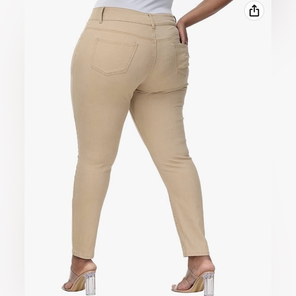 Gboomo | NWOT Womens Khaki Stretchy Skinny Tapered High Waist jeans Size 16 - Picture 2 of 2